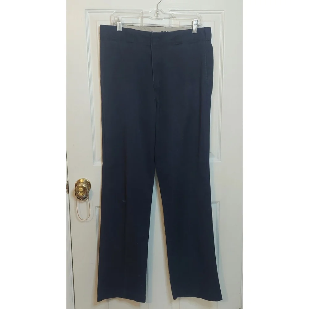Dickies 874 Original Fit Navy Blue Uniform Pleated Straight Work Pants Sz 34x34